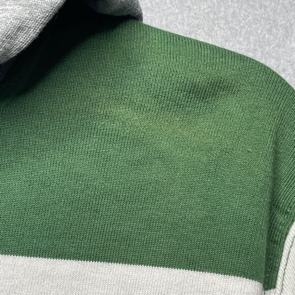 Stussy Green Striped Rugby Hoodie Shirt Medium - Picture 5 of 10